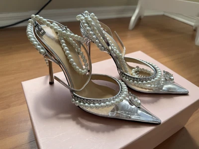 $1135 NIB MACH & MACH Elizabeth Diamond 6.5 Pearl PVC Heels Shoes Pumps • £483.50