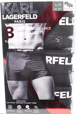 New Karl Lagerfeld Paris Logo Polyester Blend Boxer Briefs Black Size L (3 Pack) • $39.99