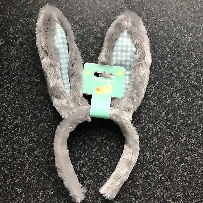 Children`s Fluffy Bunny Ears. Grey Bunny Rabbit Ears Headband Easter • £5.99