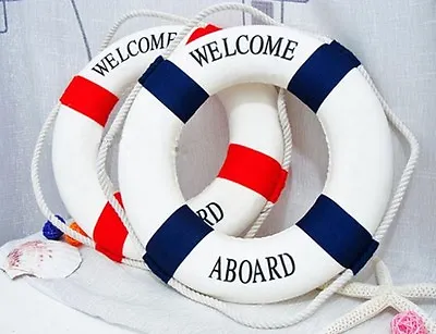 Lifebuoy Welcome Aboard Nautical Life Ring Boat Wall Hanging Home Decoration FI • £4.98