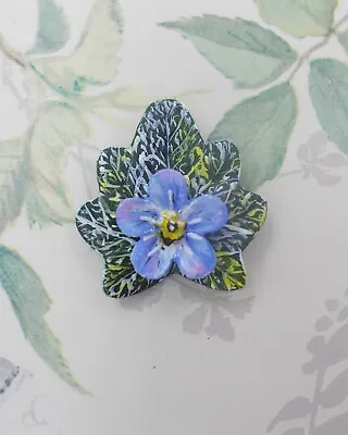 FORGET-ME-NOT BROOCH Forget-Me-Not Pin Friendship Pin Masonic Lapel HAND PAINTED • $8.08