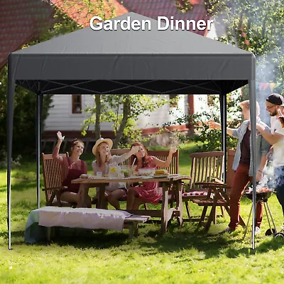 Pop Up Gazebo 3x3m Marquee Tent Heavy Duty Waterproof Garden Outdoor Canopy Grey • £57.99