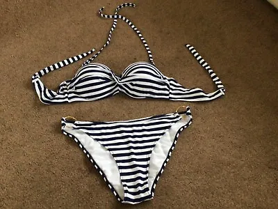 💕💕blue/white/  Striped  Nautical Bikini  Size  Large 💕💕 Bnwot • £14.99