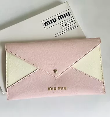 MIU MIU Parfums Gift Pink White Pochette Clutch Envelope Bag • $38