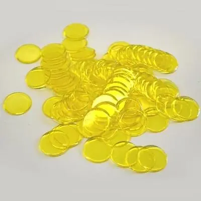 Plastic Non Magnetic Bingo Chips 7/8  Size Bags Of 100 Color Yellow • $5.99