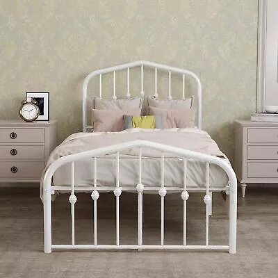 Stylish Simplicity: Vintage TwinXL Metal Bed White Finish • $138.54