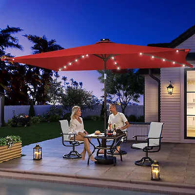 6.5X10ft Patio Umbrella With LED Light Solar Outdoor Umbrella Sun Shade Hanging • $64.36