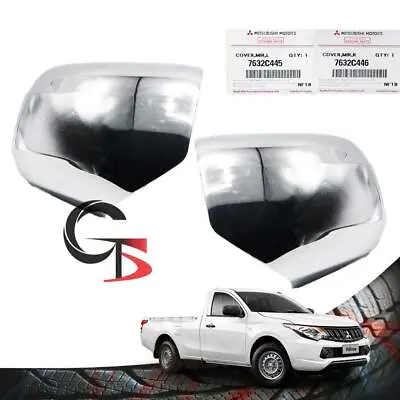 Pair Wing Side Mirror Cover Chrome No Light For Mitsubishi L200 Triton 15 - 17 • $92.68