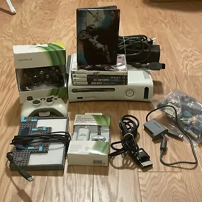 Microsoft Xbox 360 Pro System Bundle 60GB White Console 5 Game Lot 2 Controllers • $137.97