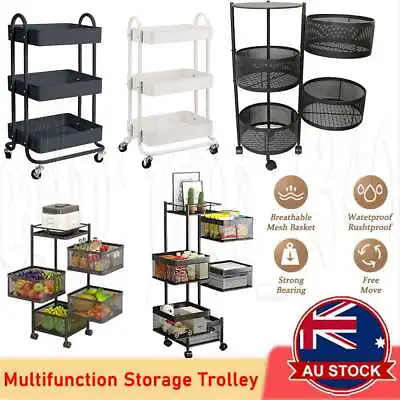 3-5 Tier Kitchen Trolley Storage Cart Rack Vegetable Fruit Baskets Shelf Holder • $36.95