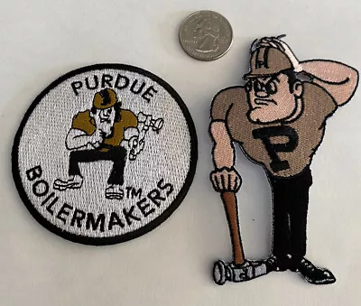 (2)-PU Purdue Boilermakers Vintage Style Embroidered Iron On Patches. 4”x 3”& 3” • $9.99