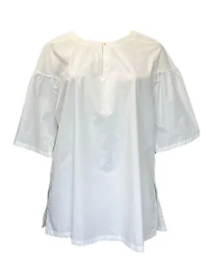 Marina Rinaldi Women's White Festante Cotton Shirt NWT • $61.25