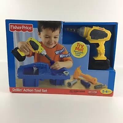 Fisher Price Drillin' Action Tool Set Realistic Sounds Caddy Tools Toy Vintage • $51.88