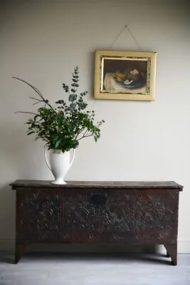 Antique 17th Century Oak Chest Storage Charles II • £1195