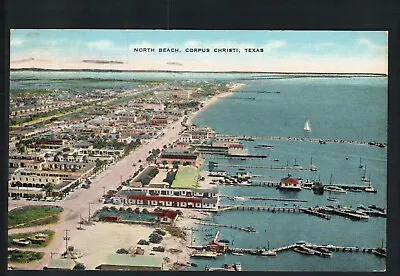 1942 Corpus Christi Tx * North Beach Aerial View * Posted Vintage Linen • $4