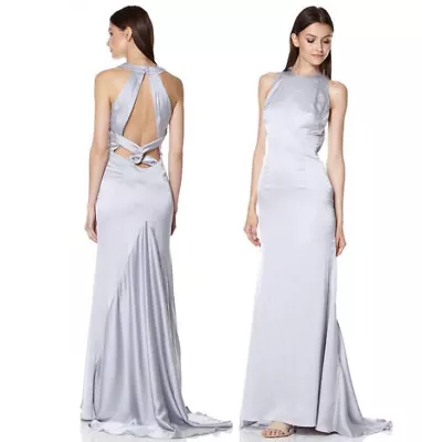Jarlo Amara Satin Fishtail Maxi Dress Gown UK 8 • £29.99