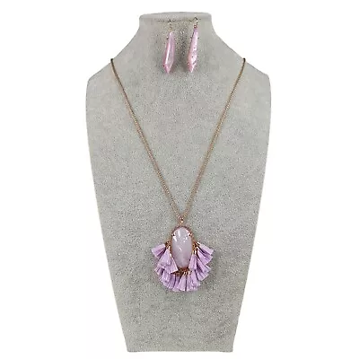 Kendra Scott Betsy Lavender Rose Gold Tone Necklace Earrings Set • £129