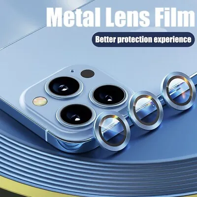 Metal Camera Lens For IPhone 14 13 12 Pro Max Coverage Protector Tempered Glass • £4.49