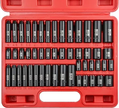 New 50-Piece 1/4  Inch Drive Deep And Shallow Impact Socket Set • $123.77