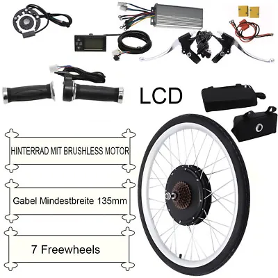 26  Electric Bicycle Conversion Kit Rear Wheel LCD E-Bike Hub Motor 48V 1000W • $205.20