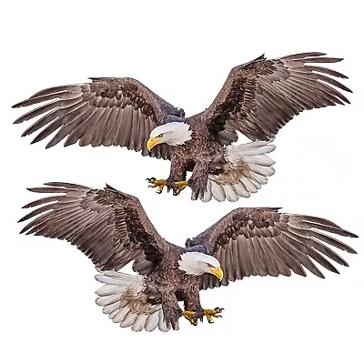 2 Pack Brown Soaring BALD EAGLE USA DECAL STICKER TRUCK VEHICLE WINDOW Realistic • $35.92