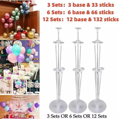 3/6/12 Sets 70cm Balloon Column Set Upright Base Stand Holder Wedding Party Deco • $10.99