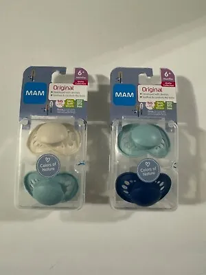 MAM Baby Pacifiers 6+ Months 2Pk BPA/BPS Silicone Nipple Matte Finish Lot Of 2 • $14.50