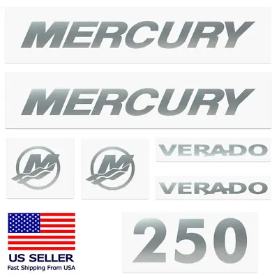 Mercury Verado 250HP Outboard Marine Vinyl Decal Kit - Metallic Silver • $85.99