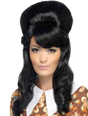 Ladies Fancy Dress Brigitte Bouffant Beehive Wig Black 60s 1960s Wig By Smiffys • £12.99