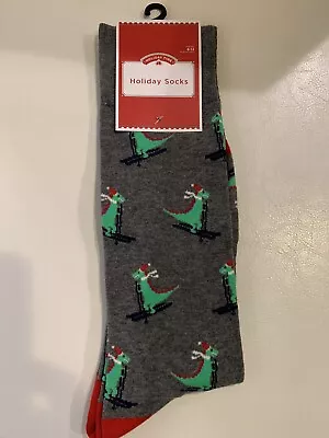 New Mens Holiday Alligator Sking Grey/green  Socks (6-12) • $5.85