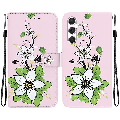 Animal Flower Pattern Crystal Grain Faux Leather Card Slot Flip Stand Phone Case • $10.99