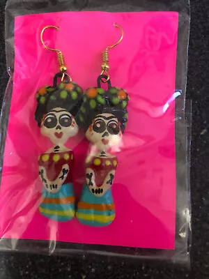 Frida Kahlo Earrings Handmade And Painted Artisian • $25