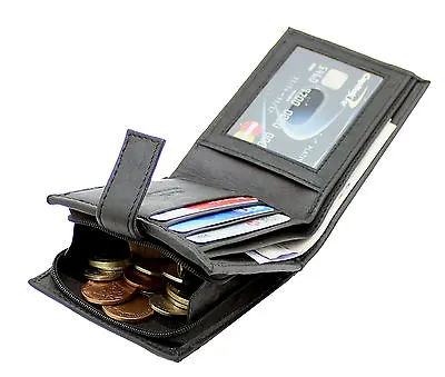 £6.95 • Buy Mens RFID Real Leather Wallet Credit Card Holder Zip Coin Pocket & ID Window 44