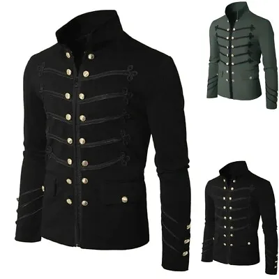 Mens Coat Jacket Gothic Embroider Button Coat Uniform Costume Praty Outwear • $29.90