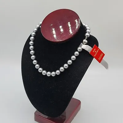 Vtg Choker Necklace 10mm 15  Gray Faux Pearls Strand Perlas De Mallorca Spain • $39.99