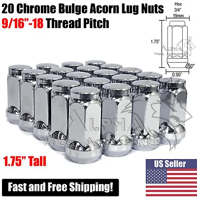 20 Dodge Ram 1500 Chrome Bulge Acorn Lug Nuts 9/16-18 For Durango Dakota Raider • $21.95