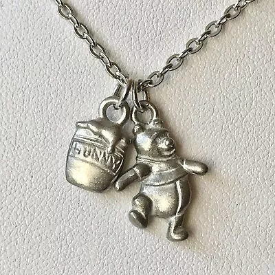 Vintage Disney Winnie The Pooh Hunny Pot Necklace Charm 18  Silver Disneyana • $12.99