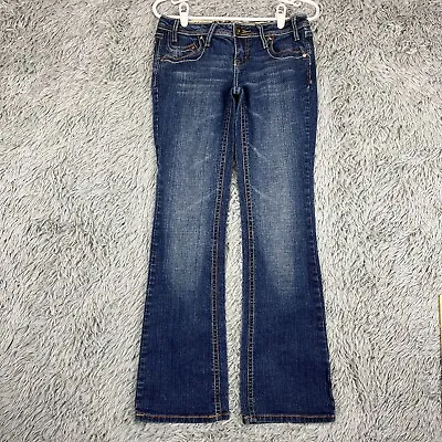 Zana Di Jeans Junior's 7 Flap Pockets Y2K Stretch Denim Low Rise Medium Wash • $12