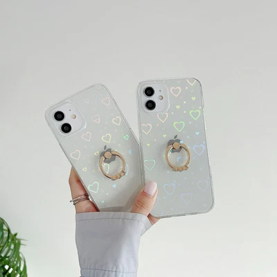 $11.49 • Buy For IPhone 14 13 12 11 Pro Max Plus Clear Shockproof Case With Ring Heart Cover