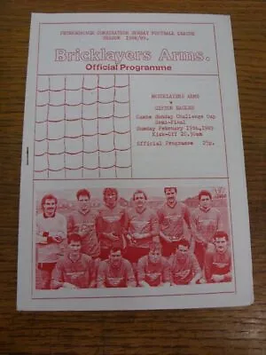 19/02/1989 Cambridgeshire Sunday Cup Semi-Final: Bricklayers Arms V Girton Eagle • £3.99