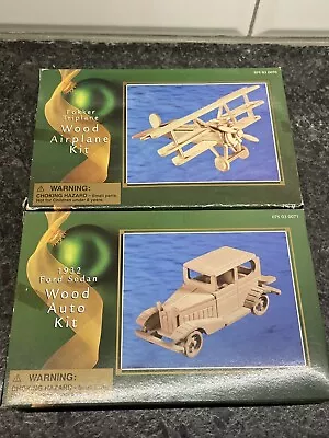 Vintage 1998 Wood Airplane & Auto Kit Fokker Triplane & 1932 Ford Sedan DHC • $29.99