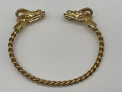 Gold Tone Double Rams Head Bracelet Cuff Luristan Museum Replica • $26.99