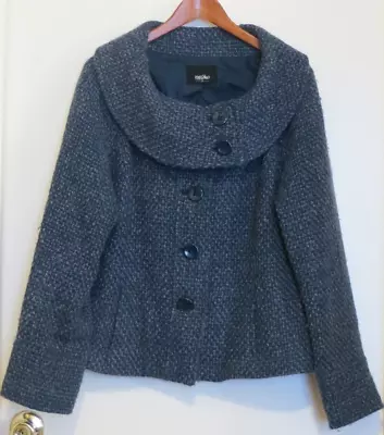 MOSSIMO Women’s Size XXL Portrait Collar Tweed Coat Jacket Blue VGUC • $9.99