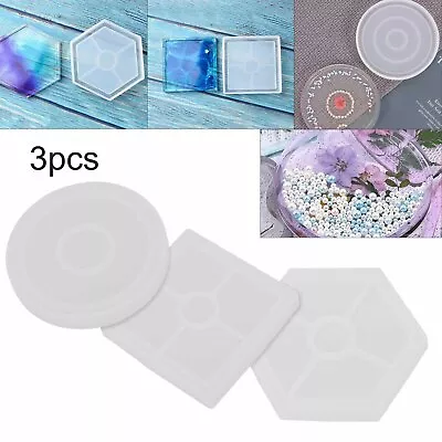 £3.09 • Buy 3pcs Set Hexagon Coaster Resin Casting Mold Silicone Jewelry Making Mould Craft