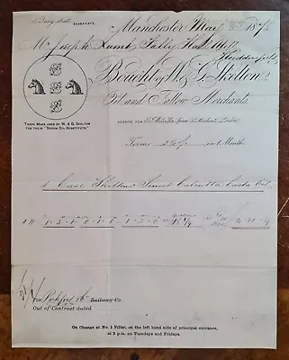 1878 W & G Skelton Oil & Tallow Merchant Quay St Deansgate Manchester Invoice • $6.21