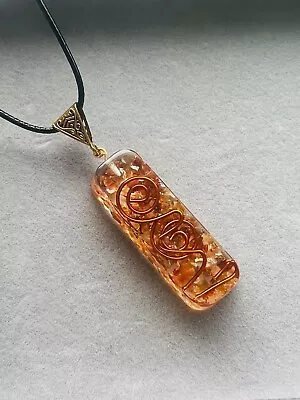 Orgone Pendant Necklace   Crystal Healing Copper Coil Bead Cord EMF Protection • £4.93