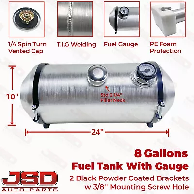 1/4'' NPT 8 Gallon 10x24 Spun Aluminum Center Fill Fuel Tank With Gauge Gas Tank • $180.50