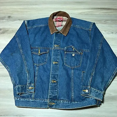 Marlboro Country Store Jacket Mens XL Blue Denim Trucker Cowboy Cigs Vtg 90s • $38.88