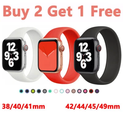 $1.64 • Buy Watch Strap Band For Apple Watch 8 7 6 5 4 SE Series 38~45mm Solo Loop Silicone