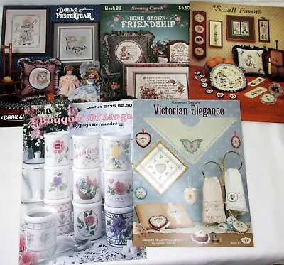 Lot 5 Vintage Cross Stitch Pattern Booklets Dolls Friendship Victorian Mugs Mini • $10.95